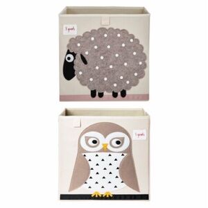 3 Sprouts Animal Storage Boxes | Owl & Sheep